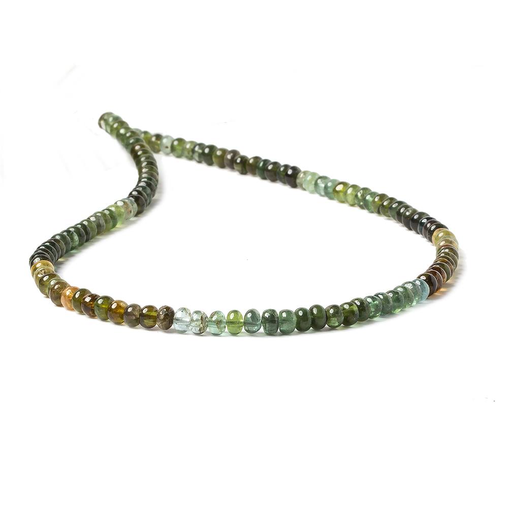 4mm Brown and Green Tourmaline plain rondelle beads 13 inch 136 pieces - Beadsofcambay.com