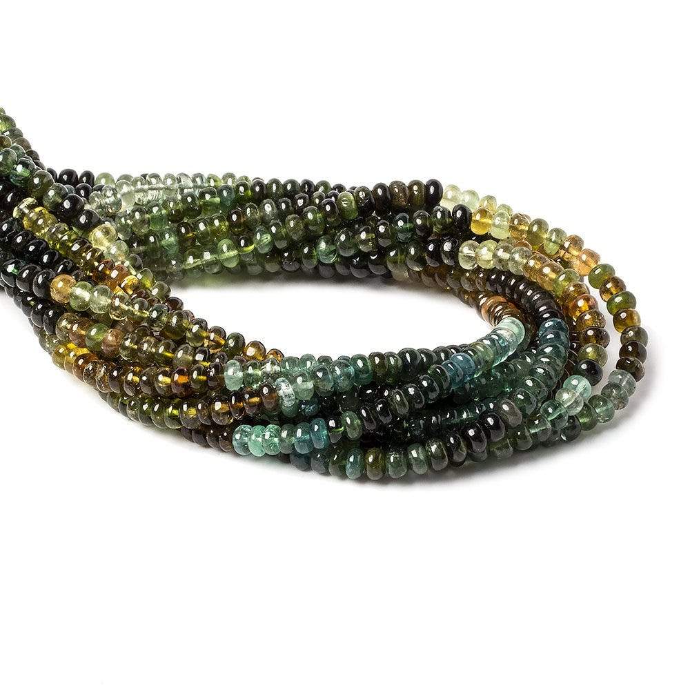 4mm Brown and Green Tourmaline plain rondelle beads 13 inch 136 pieces - Beadsofcambay.com