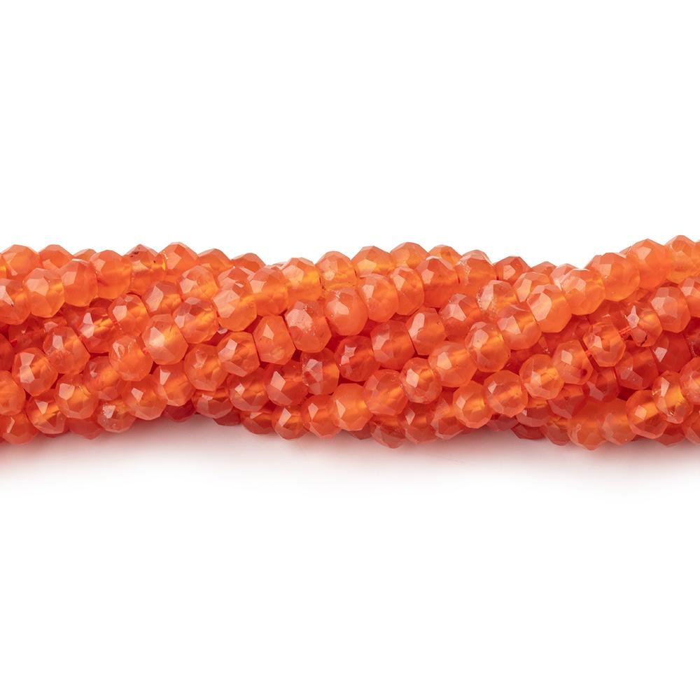 4mm Carnelian Agate faceted rondelle beads 13 inches 115 pieces - Beadsofcambay.com