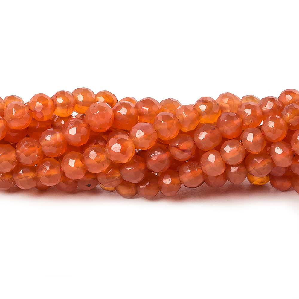 4mm Carnelian faceted round beads 13.25 inch 85 pieces - Beadsofcambay.com