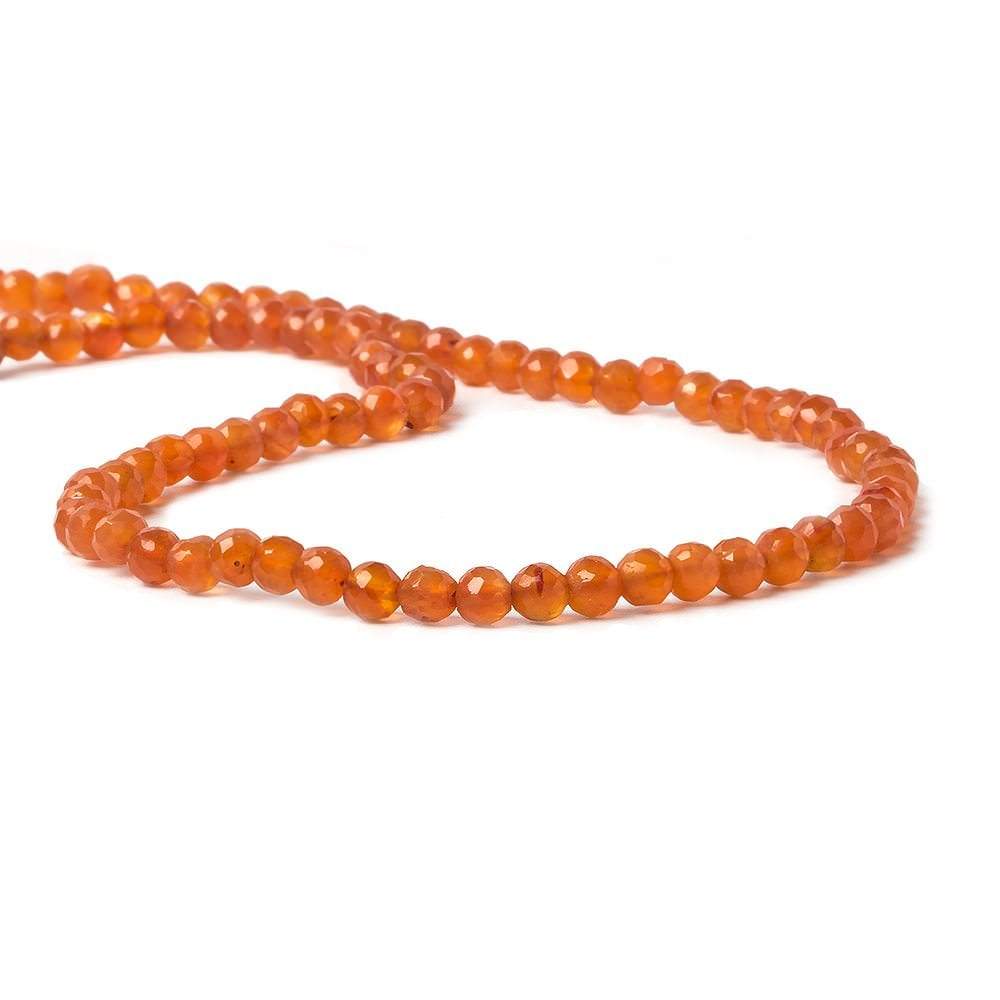 4mm Carnelian faceted round beads 13.25 inch 85 pieces - Beadsofcambay.com