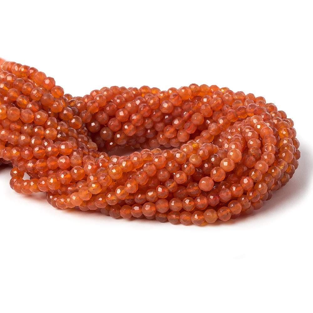 4mm Carnelian faceted round beads 13.25 inch 85 pieces - Beadsofcambay.com