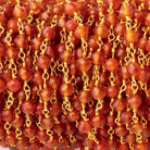 4mm Carnelian Micro Faceted Rounds on Gold Plated Chain - Beadsofcambay.com