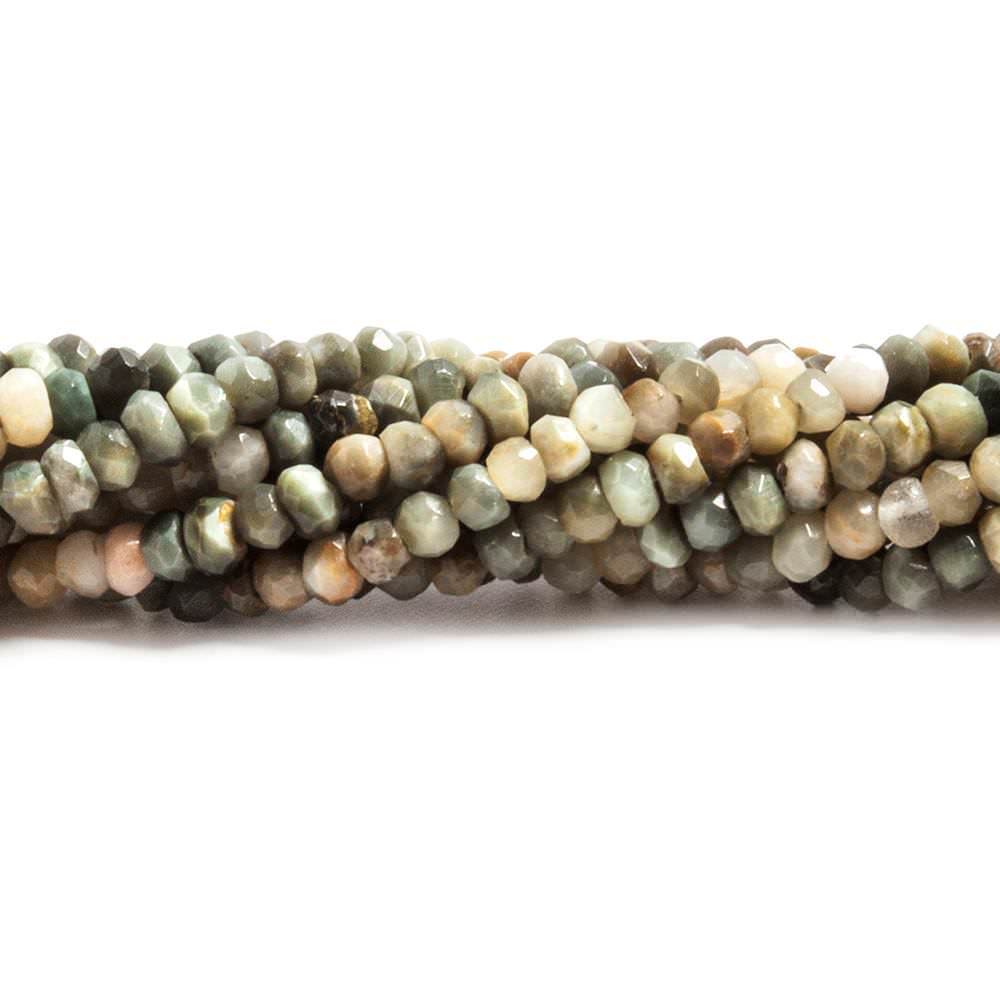 4mm Cat's Eye Dark Green Quartz faceted rondelles 12.5 inches 112 beads - Beadsofcambay.com