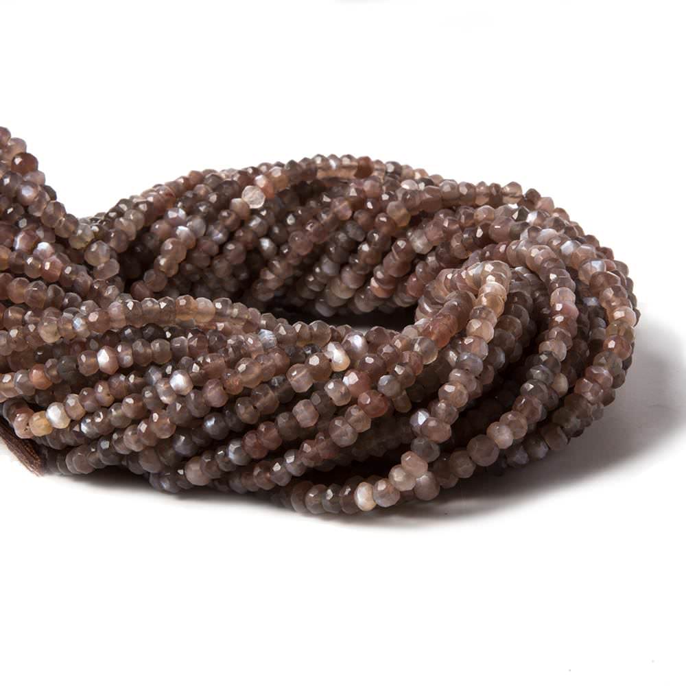 4mm Chocolate Moonstone faceted rondelle beads 13 inch 115 pieces AA Grade - Beadsofcambay.com
