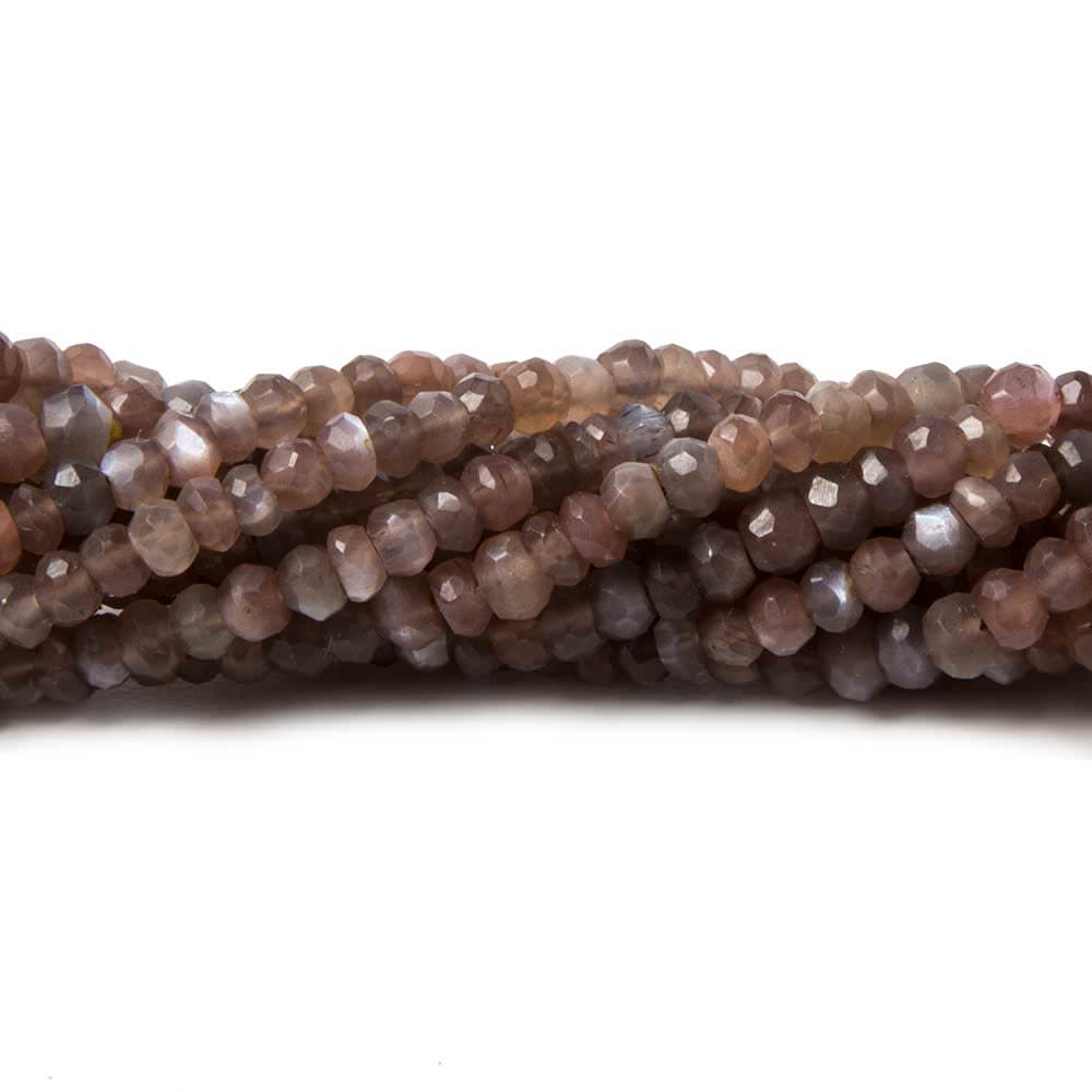4mm Chocolate Moonstone faceted rondelle beads 13 inch 115 pieces AA Grade - Beadsofcambay.com