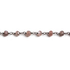 4mm Chocolate Moonstone faceted rondelle Black Gold Chain by the foot 34 pcs - Beadsofcambay.com