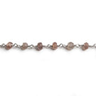 4mm Chocolate Moonstone faceted rondelle Silver Chain by the foot 34 pieces - Beadsofcambay.com