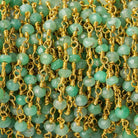 4mm Chrysoprase faceted rondelle Gold plated Rosary Chain by the foot - Beadsofcambay.com