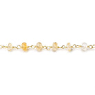4mm Citrine and Crystal Quartz faceted rondelle Vermeil Chain by the foot 40 pieces - Beadsofcambay.com