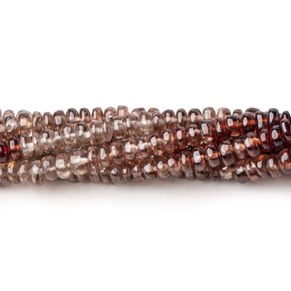 4mm Cognac and Champagne Zircon Plain Rondelle Beads 13.25 inch 154 pieces - Beadsofcambay.com