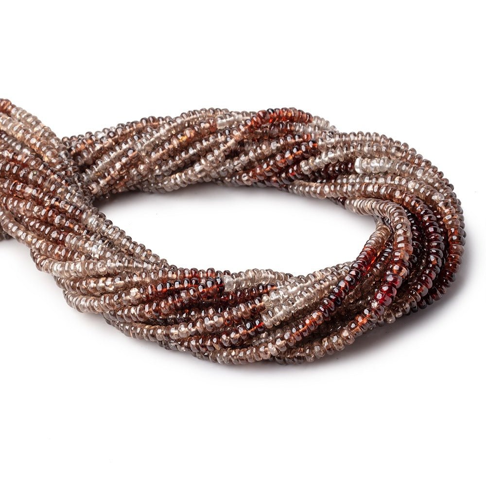 4mm Cognac and Champagne Zircon Plain Rondelle Beads 13.25 inch 154 pieces - Beadsofcambay.com