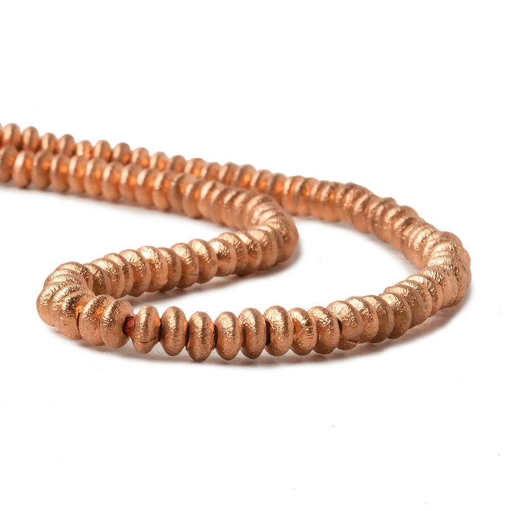 4mm Copper Brushed Disc Beads 103 beads 8 inch - Beadsofcambay.com
