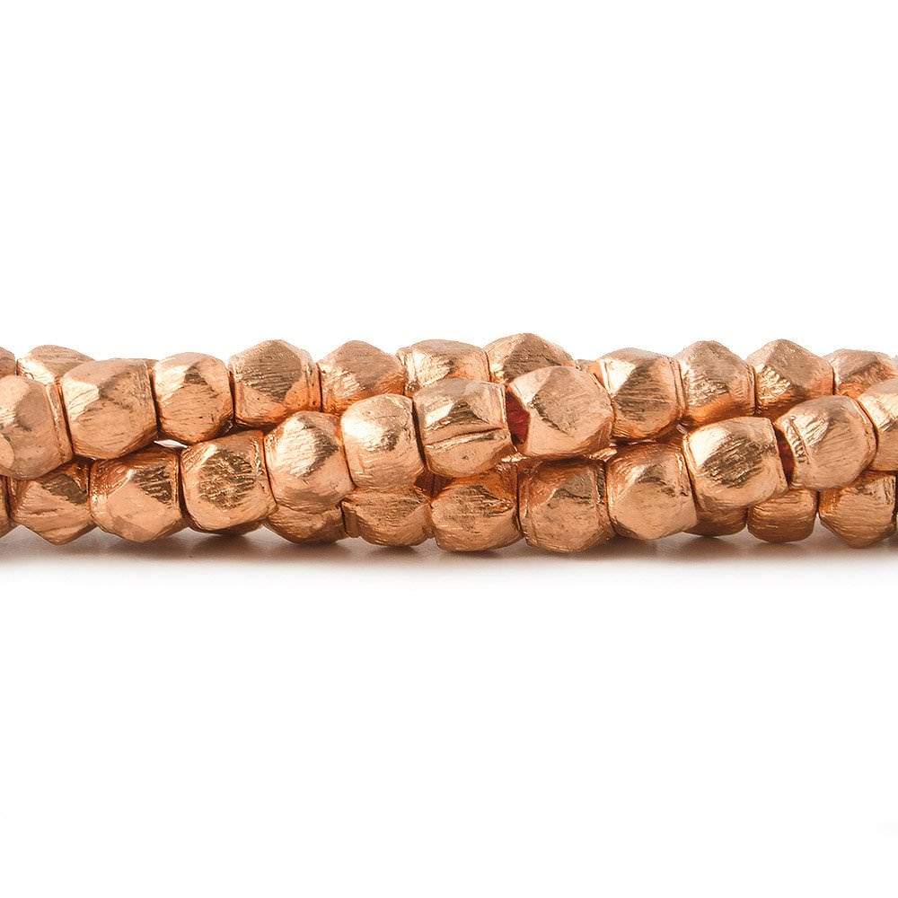4mm Copper Brushed Faceted Nugget Beads 8 inch 49 pieces - Beadsofcambay.com