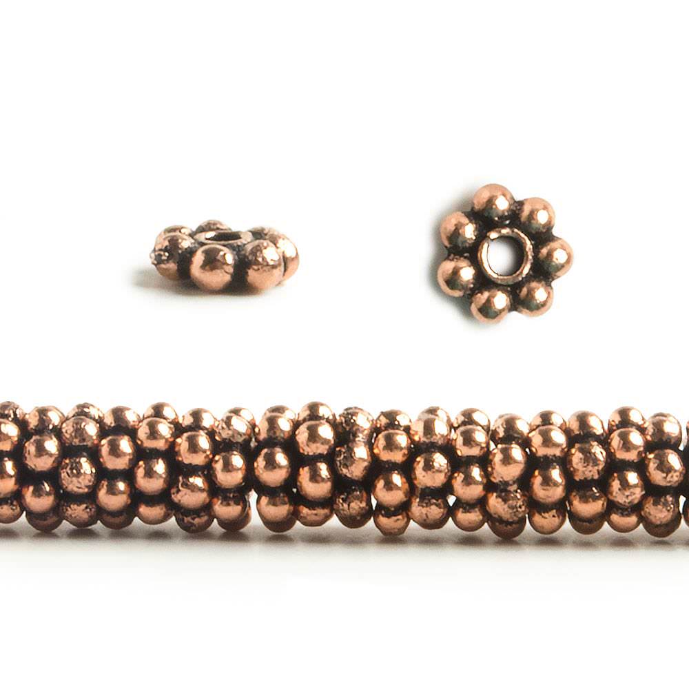 4mm Copper Daisy Spacer 8 inch 155 pcs - Beadsofcambay.com