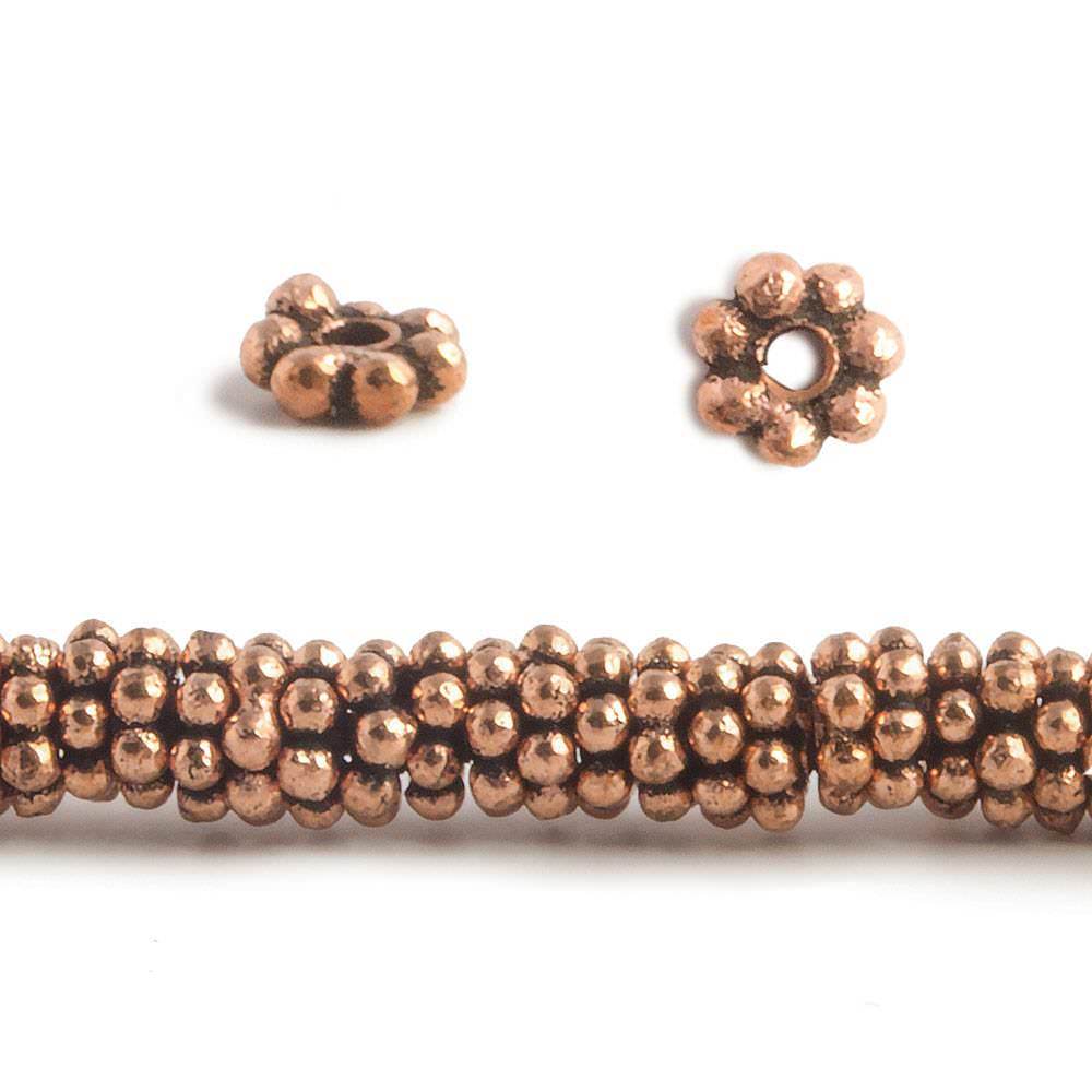4mm Copper Daisy Spacer Beads 8 inch 162 pieces - Beadsofcambay.com