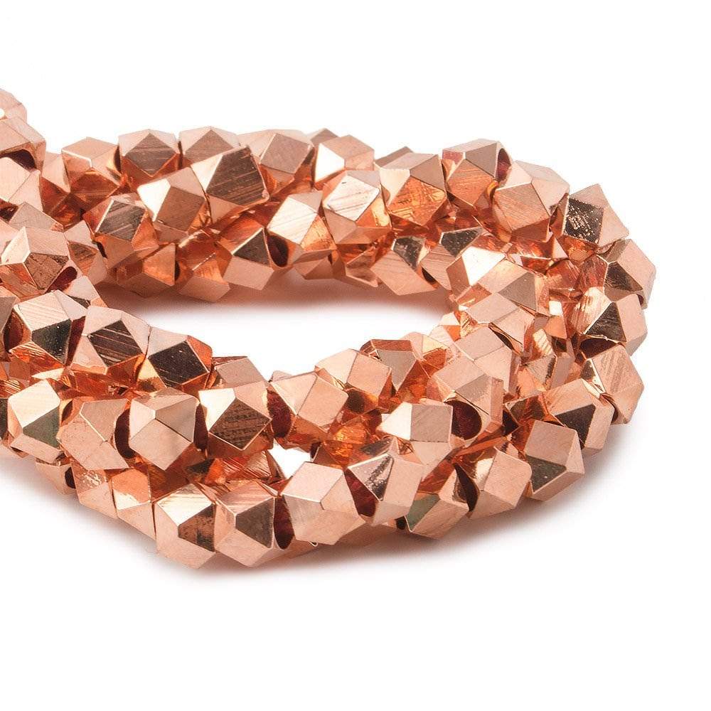 4mm Copper Faceted Nugget Beads 8 inch 47 beads - Beadsofcambay.com