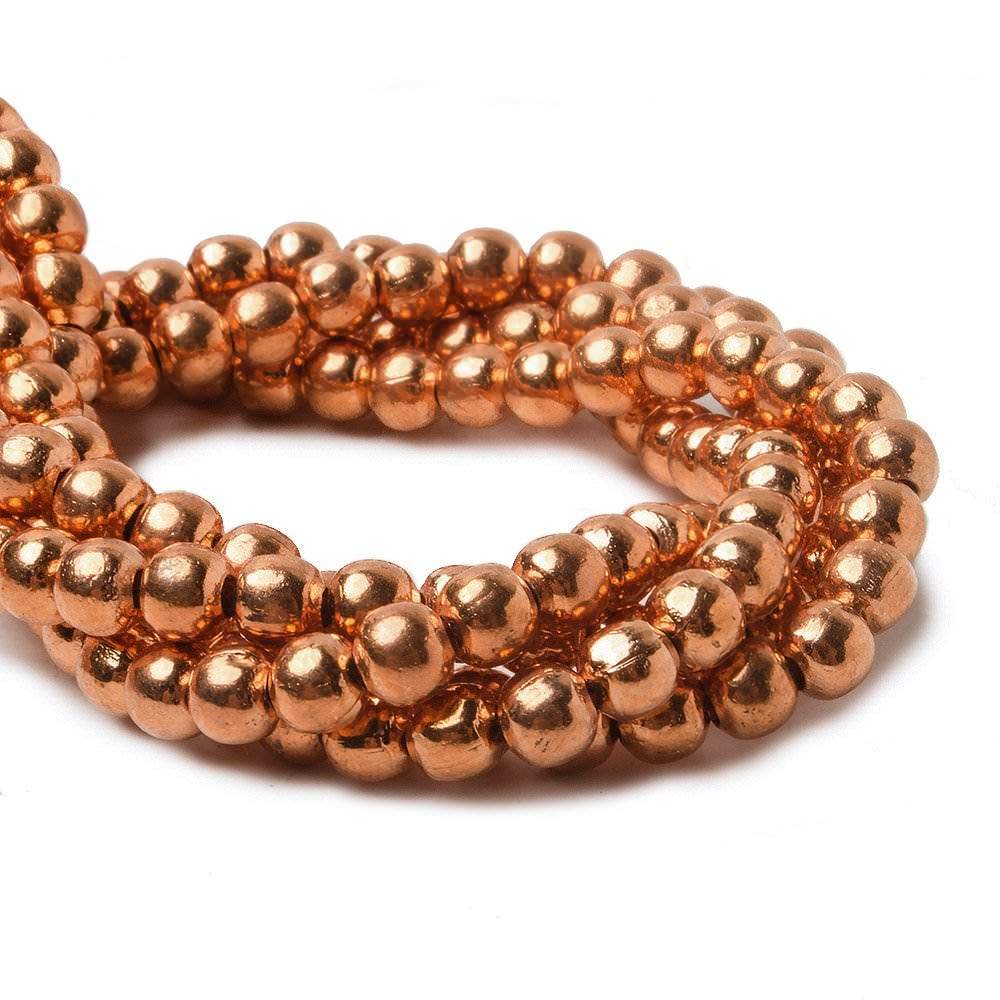 4mm Copper Plain Round 8 inch 51 pcs - Beadsofcambay.com