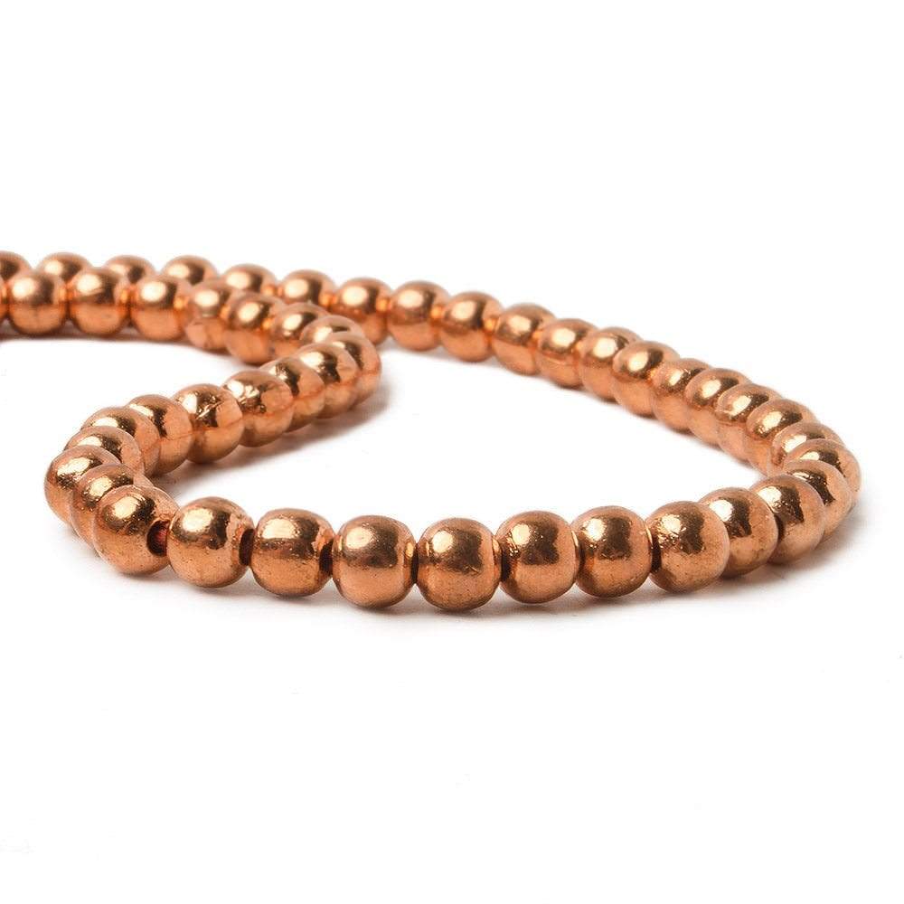 4mm Copper Plain Round 8 inch 51 pcs - Beadsofcambay.com