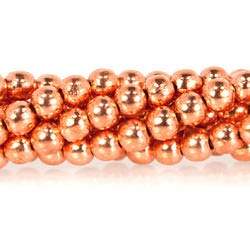 4mm Copper Plain Round 8 inch 51 pcs - Beadsofcambay.com