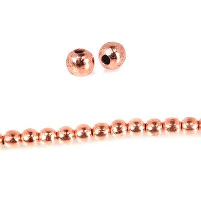 4mm Copper Plain Round 8 inch 51 pcs - Beadsofcambay.com