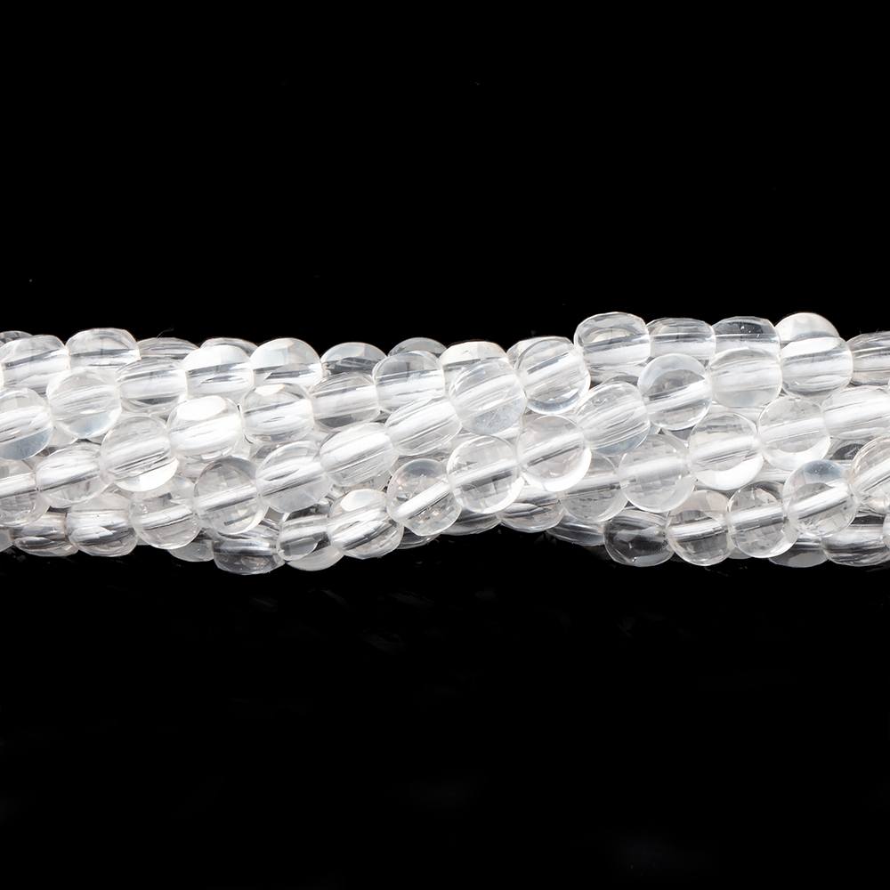 4mm Crystal Quartz checkerboard calibrated faceted coins 12.5 inch 78 beads AAA - Beadsofcambay.com
