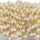 4mm Crystal Quartz rondelle Gold plated Chain sold by the foot 34 pieces - Beadsofcambay.com