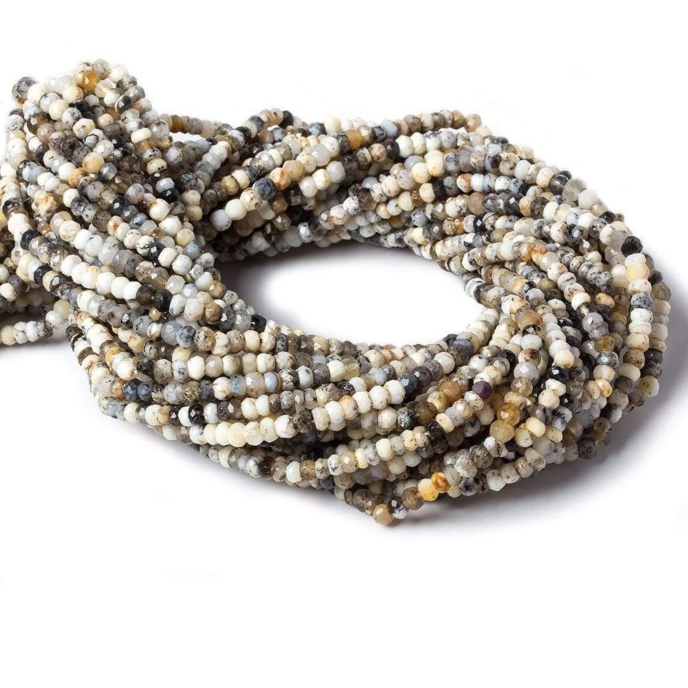 4mm Dendritic Opal faceted rondelle beads 13 inch 120 pieces - Beadsofcambay.com