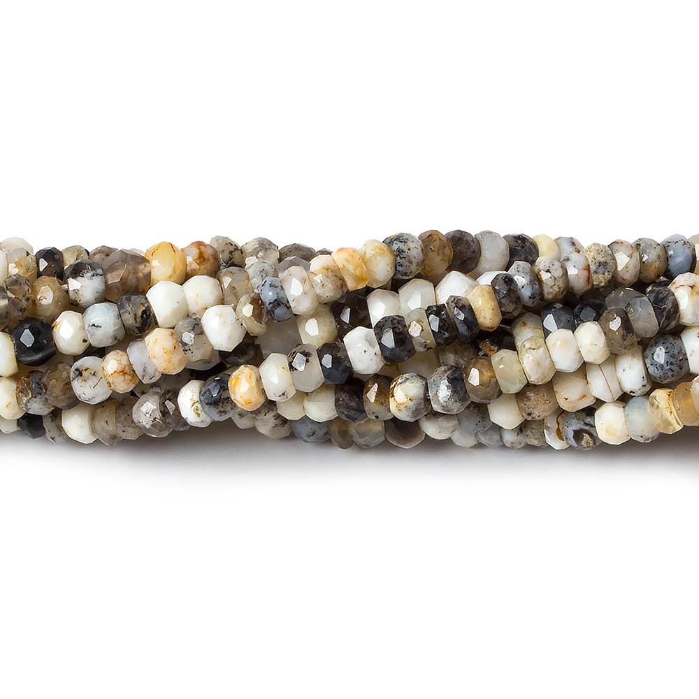 4mm Dendritic Opal faceted rondelle beads 13 inch 120 pieces - Beadsofcambay.com