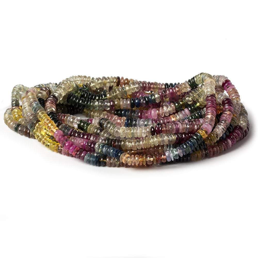 4mm Fancy Sapphire and Ruby Plain Rondelle Beads 16 inch 288 pieces - Beadsofcambay.com