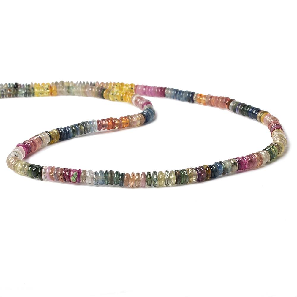 4mm Fancy Sapphire and Ruby Plain Rondelle Beads 16 inch 288 pieces - Beadsofcambay.com