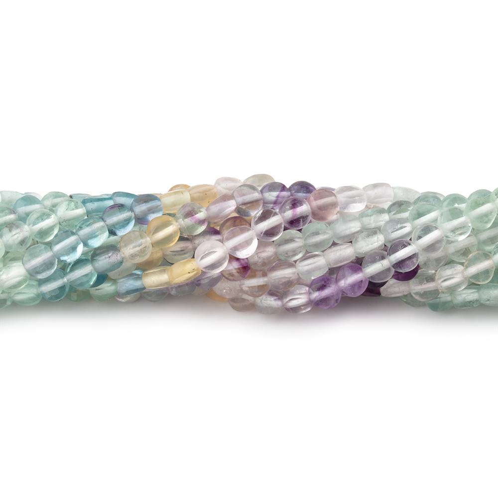 4mm Fluorite Checkerboard Faceted Calibrated Coin Beads 12.25 inch 85 pieces - Beadsofcambay.com