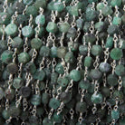4mm Frosted Emerald plain coin Black Gold Chain by the foot 31 pcs - Beadsofcambay.com