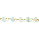 4mm Frosted Multi Beryl plain rondelle Gold plated Chain by the foot 37 pcs - Beadsofcambay.com