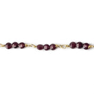 4mm Garnet faceted coin Trio Gold Chain by the foot 54 beads per length - Beadsofcambay.com