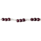 4mm Garnet faceted coin Trio Silver Chain by the foot 54 beads per length - Beadsofcambay.com