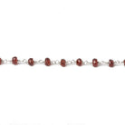 4mm Garnet faceted rondelle Silver plated Chain by the foot 39 beads - Beadsofcambay.com