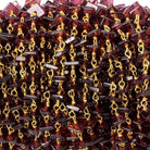 4mm Garnet Plain Square Heshi on Vermeil Chain by the foot - Beadsofcambay.com
