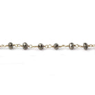 4mm Gold plated Pyrite & Pyrite Gold Chain by the foot 35 pieces - Beadsofcambay.com