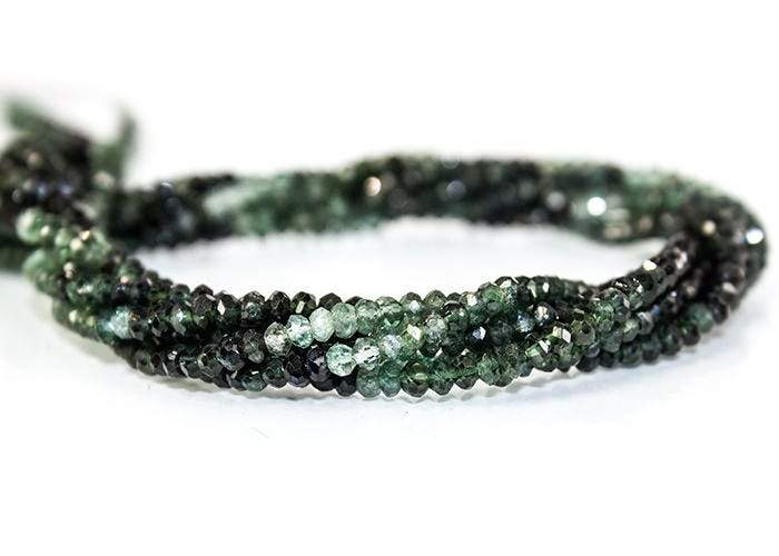 4mm Green Variegated Tourmaline Faceted Rondelles 13.5 inches 154pcs/string - Beadsofcambay.com