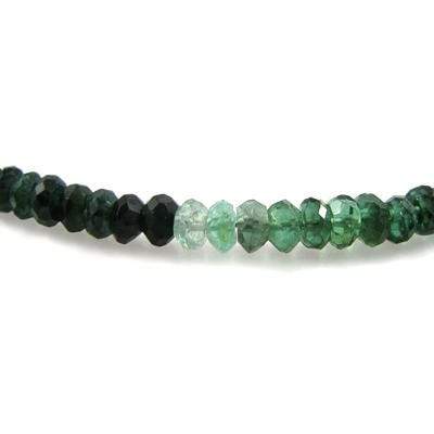 4mm Green Variegated Tourmaline Faceted Rondelles 13.5 inches 154pcs/string - Beadsofcambay.com