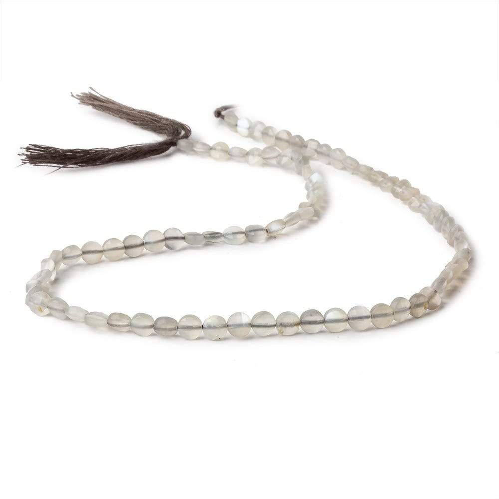 4mm Grey Moonstone checkerboard calibrated faceted coins 12.5 inch 85 beads AAA - Beadsofcambay.com