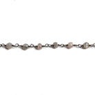 4mm Grey Moonstone faceted rondelle Black Gold Chain by the foot 34 pieces - Beadsofcambay.com