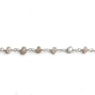 4mm Grey Moonstone faceted rondelle Silver Chain by the foot 34 pieces - Beadsofcambay.com