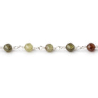 4mm Grossular Garnet Micro Faceted Rounds on Silver Plated Chain - Beadsofcambay.com