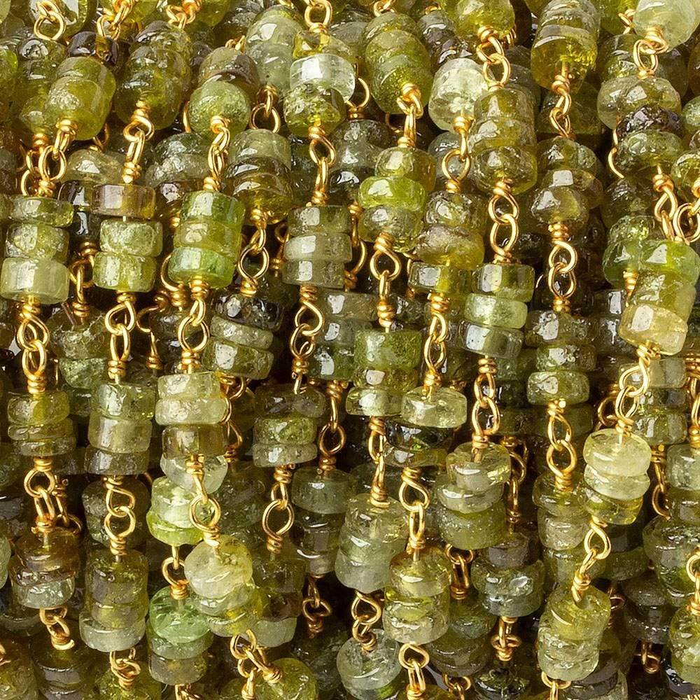 4mm Grossular Garnet plain heshi Vermeil Chain by the foot - Beadsofcambay.com