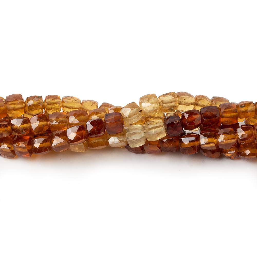 4mm Hessonite Garnet Faceted Cube Beads 8 inch 48 pieces - Beadsofcambay.com
