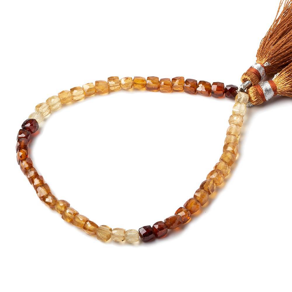 4mm Hessonite Garnet Faceted Cube Beads 8 inch 48 pieces - Beadsofcambay.com
