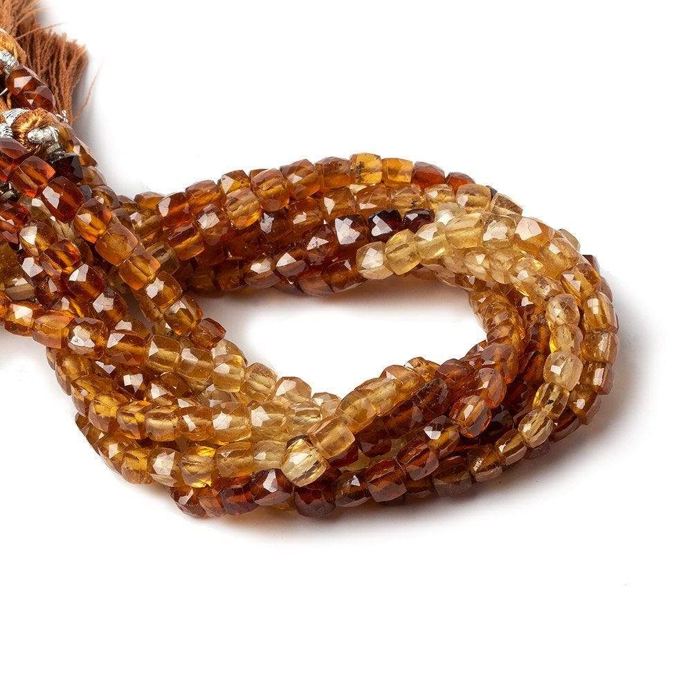4mm Hessonite Garnet Faceted Cube Beads 8 inch 48 pieces - Beadsofcambay.com