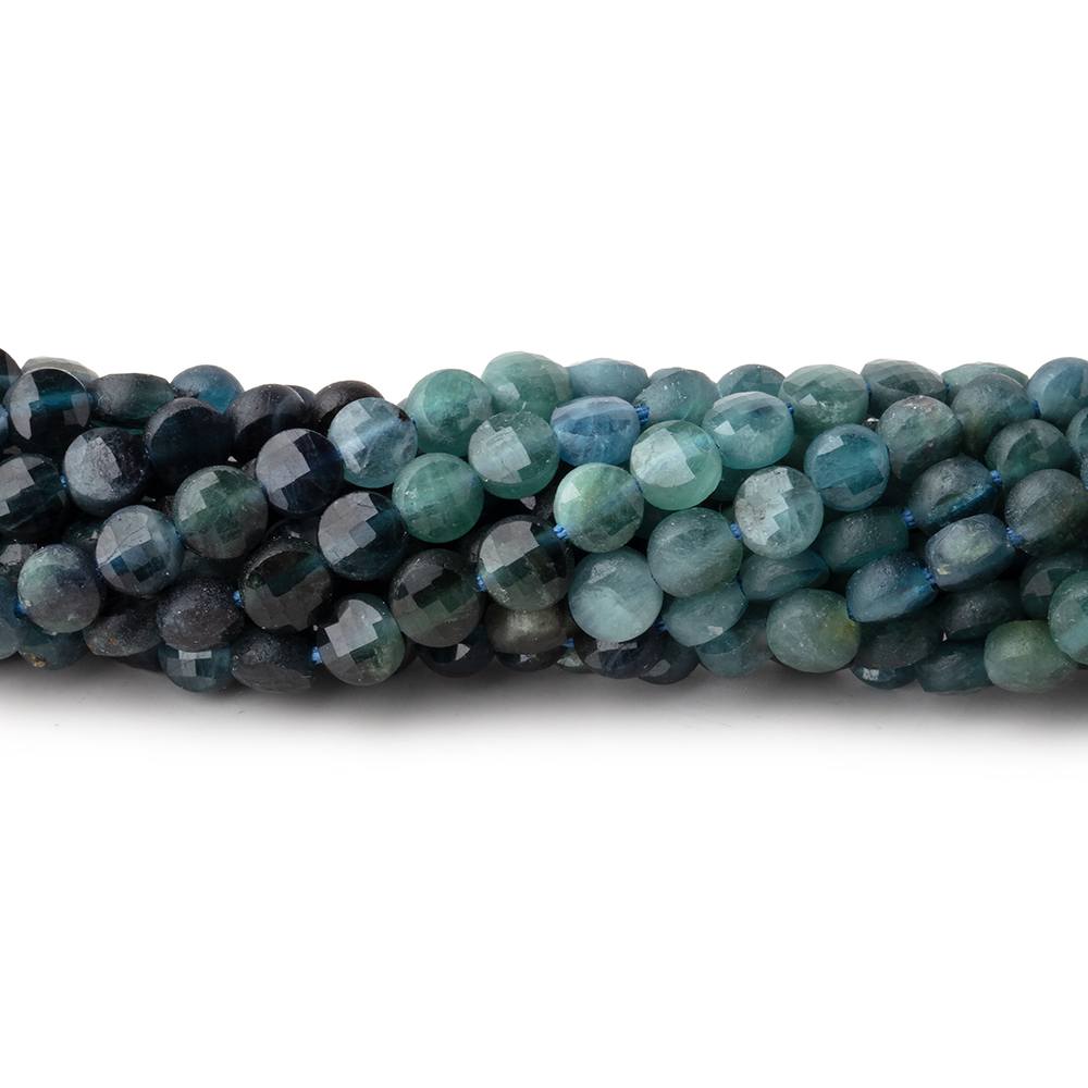 4mm Indicolite Blue Tourmaline Checkerboard Calibrated Faceted Coins 12.5 inch 85 pieces AA - Beadsofcambay.com